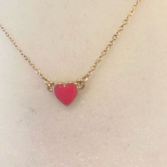 Kate Spade Pink Enamel Heart Necklace - Picture 2 of 4